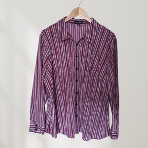 Y2K pink striped women's 1X button up